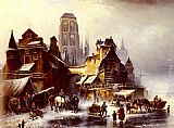 Paul Wilhelm Meyerheim A View Of Danzig In Winter painting